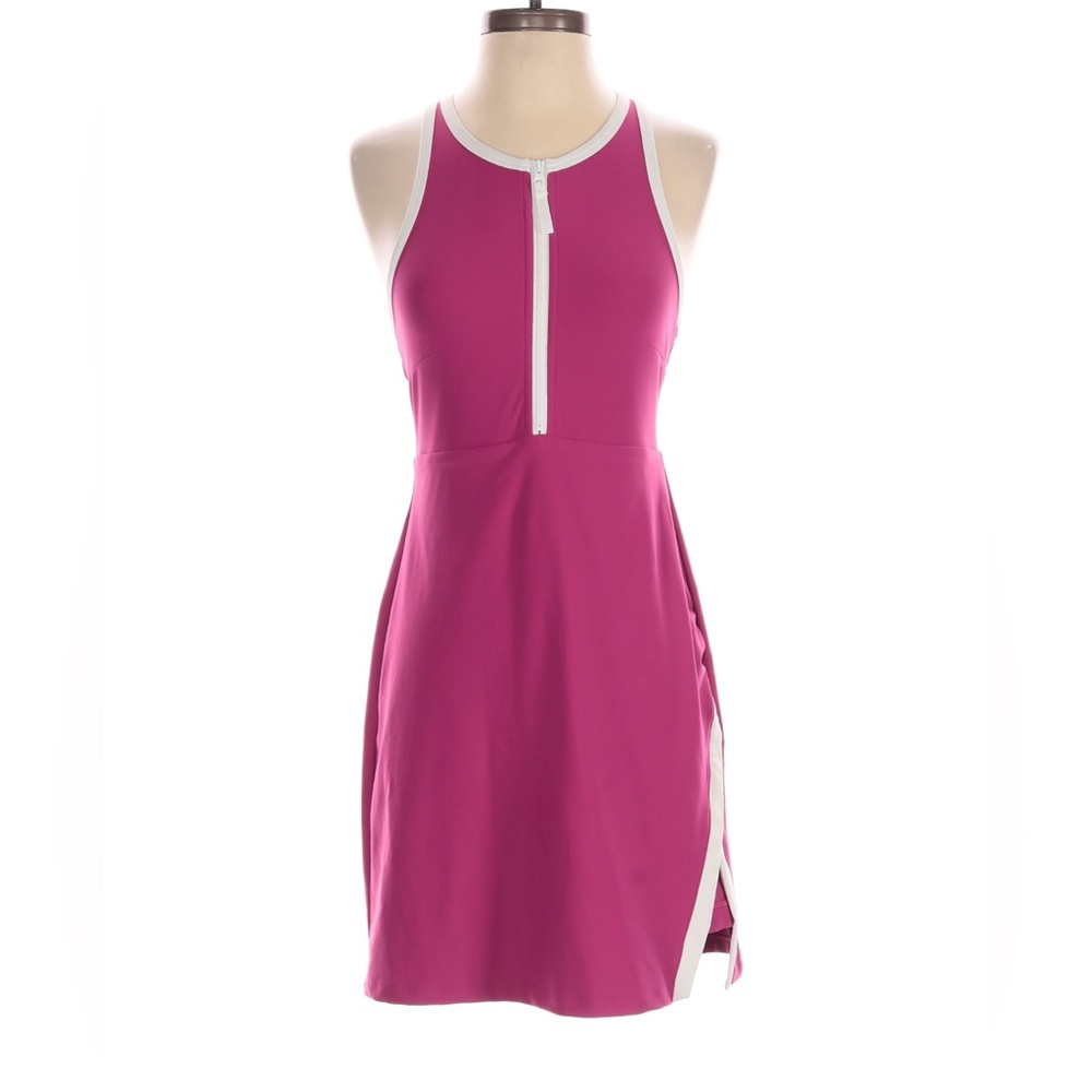 Sage Collective Raspberry Pink Athletic Mini Dress with White Trim - Picture 2 of 7